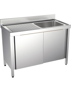 Meuble espécial ACIER INOXYDABLE avec évier, cadre  et portes coulissantes