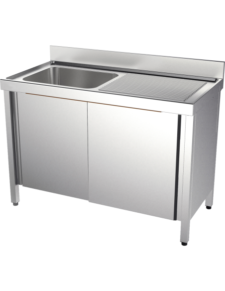 Meuble espécial ACIER INOXYDABLE avec évier, cadre  et portes coulissantes