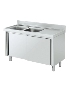 Meuble espécial ACIER INOXYDABLE avec évier, cadre  et portes coulissantes