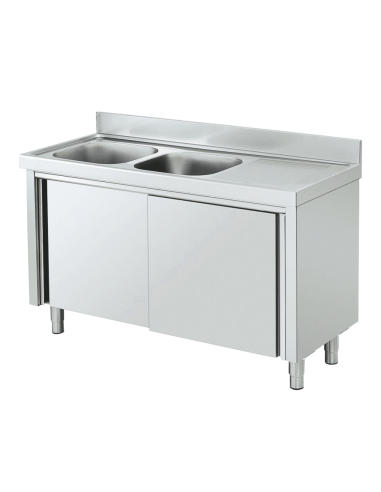 Meuble espécial ACIER INOXYDABLE avec évier, cadre  et portes coulissantes