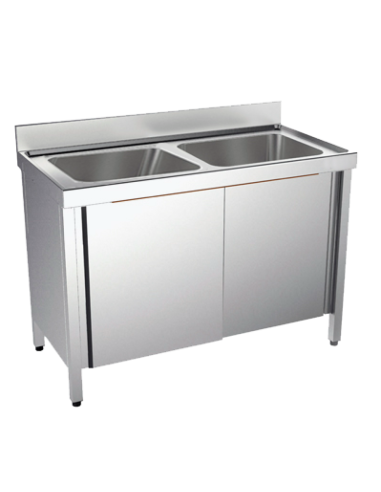Meuble espécial ACIER INOXYDABLE avec évier, cadre  et portes coulissantes