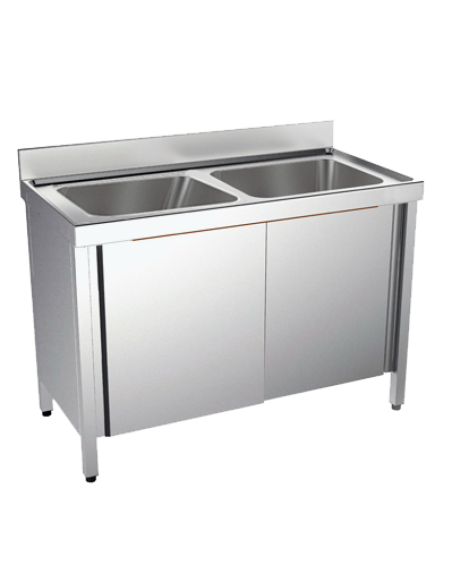 Meuble espécial ACIER INOXYDABLE avec évier, cadre  et portes coulissantes