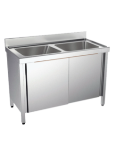 Meuble espécial ACIER INOXYDABLE avec évier, cadre  et portes coulissantes