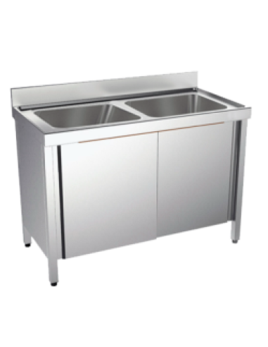 Meuble espécial ACIER INOXYDABLE avec évier, cadre  et portes coulissantes