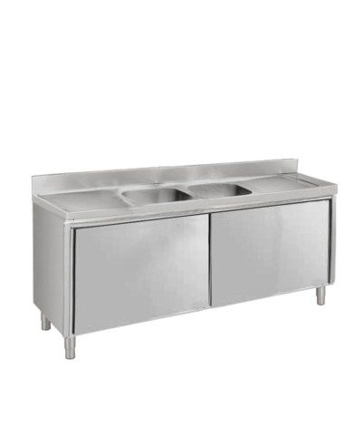 Meuble espécial ACIER INOXYDABLE avec évier, cadre  et portes coulissantes