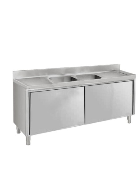 Meuble espécial ACIER INOXYDABLE avec évier, cadre  et portes coulissantes
