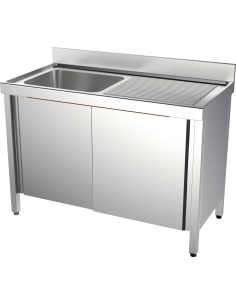 Meuble espécial ACIER INOXYDABLE avec évier, cadre  et portes coulissantes