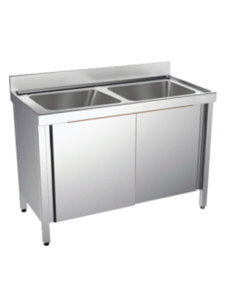 Meuble espécial ACIER INOXYDABLE avec évier, cadre  et portes coulissantes