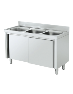Meuble espécial ACIER INOXYDABLE avec évier, cadre  et portes coulissantes