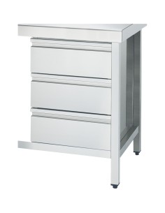 Module 3 tiroirs en ACIER INOXYDABLE pour une tabl e de fond 700 mm
