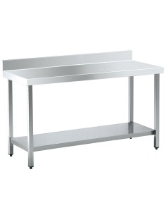 Table industrielle avec dosseret et étagère ACIER  INOXYDABLE 800x500