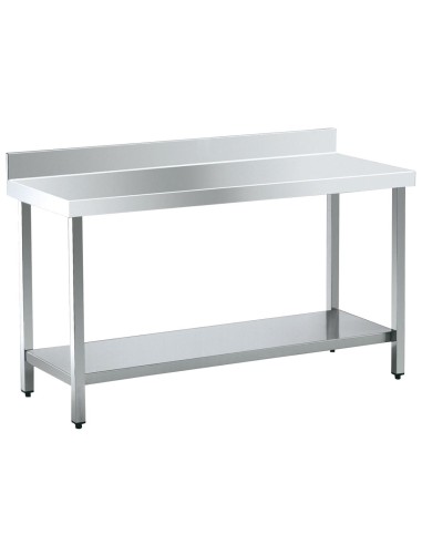 Table industrielle avec dosseret et étagère ACIER  INOXYDABLE 800x500