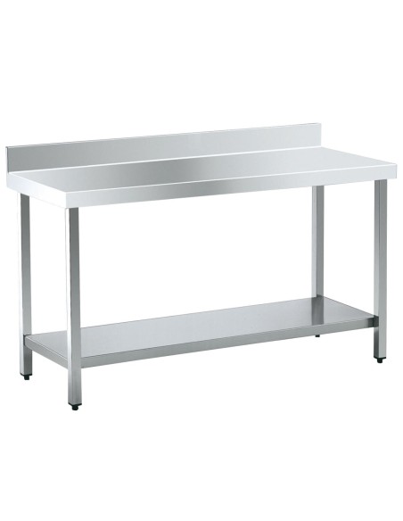 Table industrielle avec dosseret et étagère ACIER  INOXYDABLE 800x500
