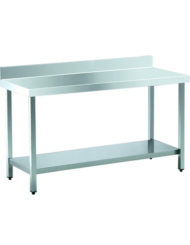 Table industrielle avec dosseret et étagère ACIER  INOXYDABLE 1500x550