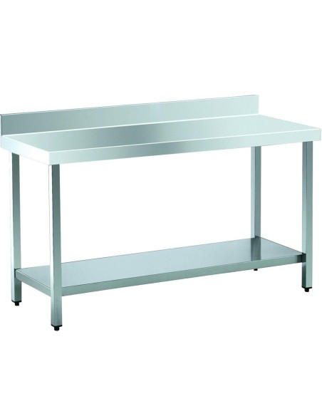 Table industrielle avec dosseret et étagère ACIER  INOXYDABLE 1500x550