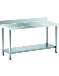 Table industrielle avec dosseret et étagère ACIER  INOXYDABLE 1800x550