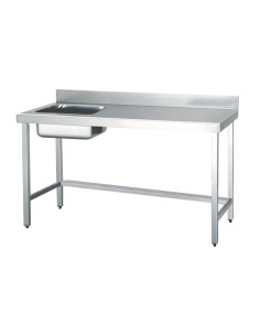 Table chef en ACIER INOXYDABLE avec 1 vasque à gau che et dosseret