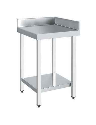Table d'angle 90°  en ACIER INOXYDABLE avec cadre  et dosseret