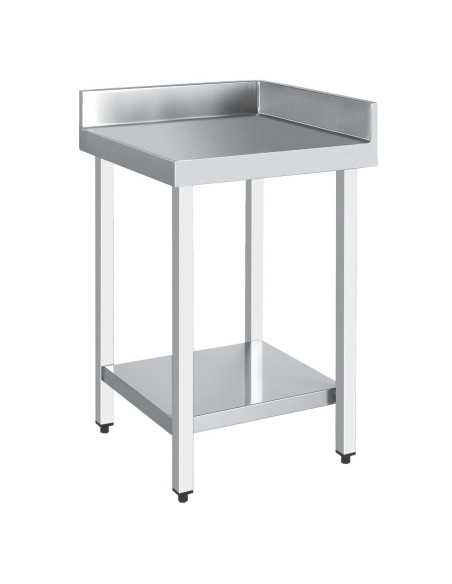 Table d'angle 90°  en ACIER INOXYDABLE avec cadre  et dosseret