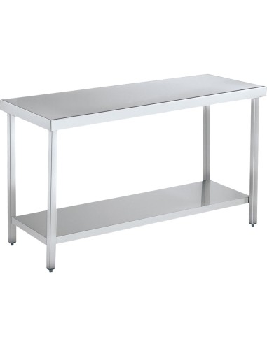 Table centrale industrielle avec étagère ACIER INO XYDABLE - 1500x550