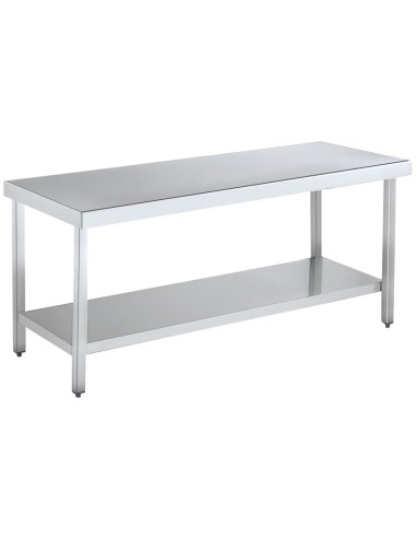 Table basse centrale en ACIER INOXYDABLE avec étag ère