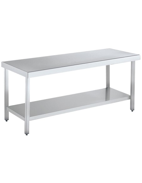Table basse centrale en ACIER INOXYDABLE avec étag ère