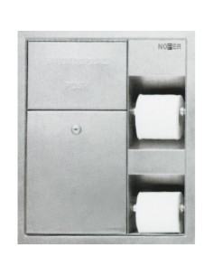 Meuble compact encastré avec deux porte-rouleaux p apier WC et poubelle acier inoxydable