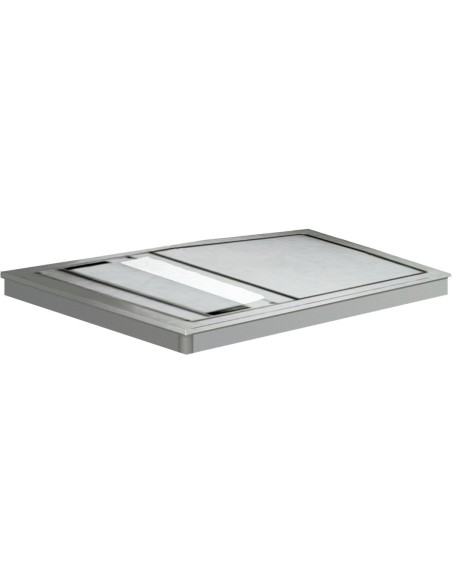 Module compact encastré en ACIER INOXYDABLE avec d istributeur de papier essuie-mains et po rte pivotante
