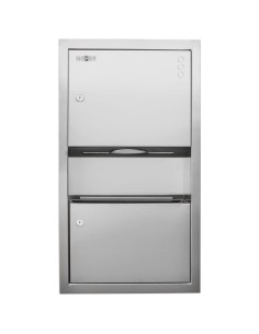 Distributeur de papier et de déchets intégré et poubelle INOX avec deux portes 660 haut x 362 large x 108 profondeur (mm)