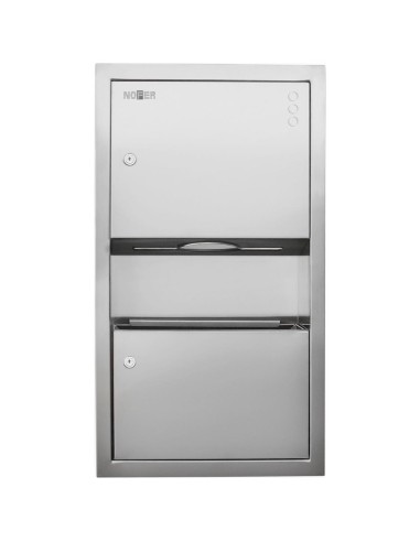 Distributeur de papier et de déchets intégré et poubelle INOX avec deux portes 660 haut x 362 large x 108 profondeur (mm)
