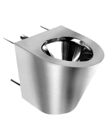 Toilettes fixation à travers le mur, en ACIER INOX YDABLE AISI 304 satiné