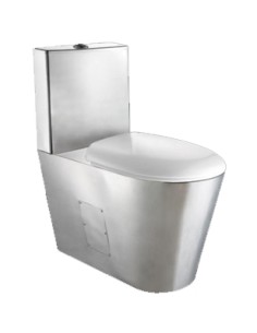 Toilettes monobloque en ACIER INOXYDABLE AISI 304  brillant avec abattant en ABS