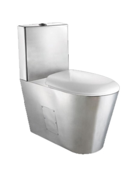 Toilettes monobloque en ACIER INOXYDABLE AISI 304  brillant avec abattant en ABS