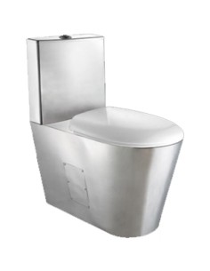 Toilettes monobloque en ACIER INOXYDABLE AISI 304  satiné avec abattant en ABS