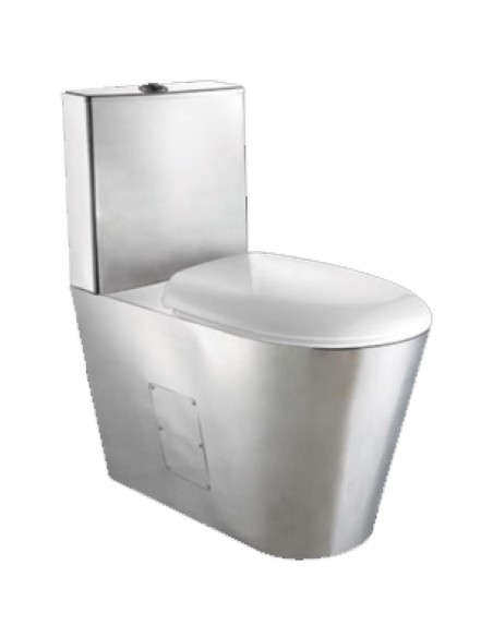 Toilettes monobloque en ACIER INOXYDABLE AISI 304  satiné avec abattant en ABS