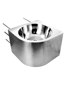 Lave-mains droit d’angle fixation encastrée inox satiné