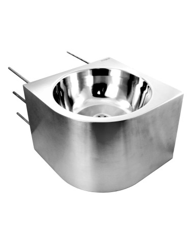 Lave-mains droit d’angle fixation encastrée inox satiné