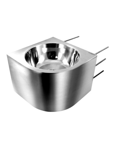 Lave-mains droit d’angle fixation encastrée inox satiné