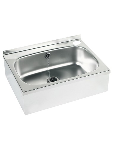 Lave-mains mural rectangulaire avec dosseret acier inoxydable AISI 304 brillant