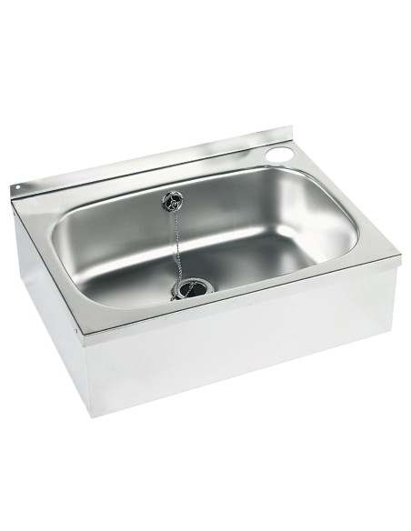 Lave-mains mural rectangulaire avec dosseret acier inoxydable AISI 304 brillant