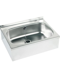 Lave-mains mural rectangulaire avec dosseret acier inoxydable AISI 304 finition satinée