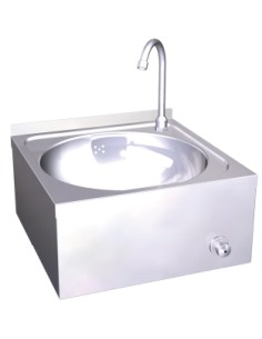 Lave-mains mural, commande bouton poussoir au geno u, une eau