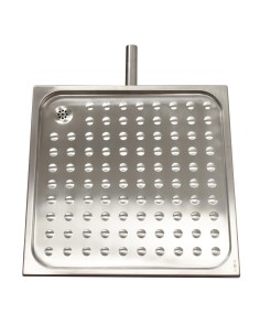 Receveur de douche antivandale avec tube d’évacuation sortie centrale inox AISI 304