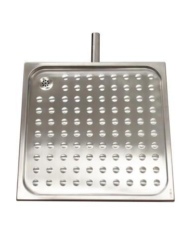Receveur de douche antivandale avec tube d’évacuation sortie centrale inox AISI 304