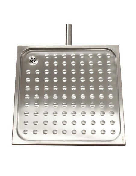 Receveur de douche antivandale avec tube d’évacuation sortie centrale inox AISI 304