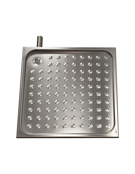 Receveur de douche antivandale avec tube d’évacuation sortie gauche inox AISI 304