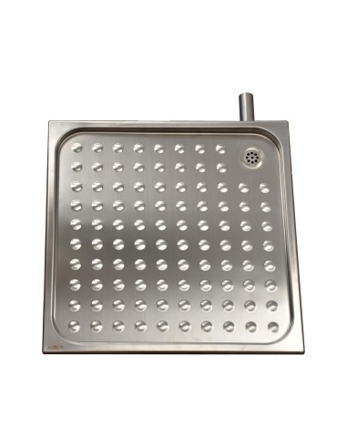 Receveur de douche antivandale avec tube d’évacuation sortie droite inox AISI 304