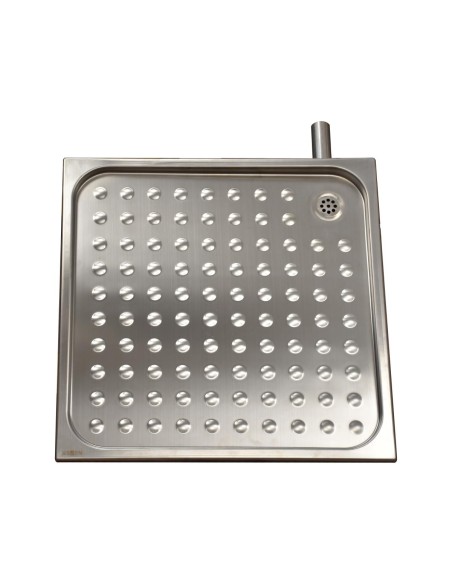 Receveur de douche antivandale avec tube d’évacuation sortie droite inox AISI 304
