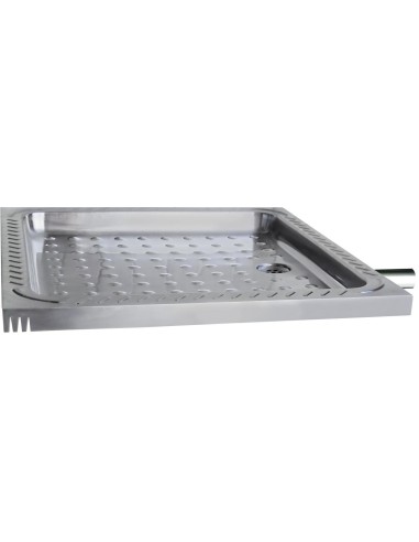 Receveur de douche en ACIER INOXYDABLE AISI 304, 7 00 x 700 mm, évacuation à travers le mur