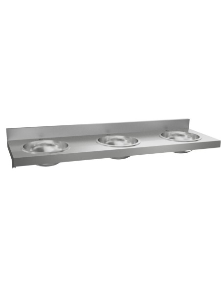 Lave-mains collectif en ACIER INOXYDABLE, 3 vasque s superposées
